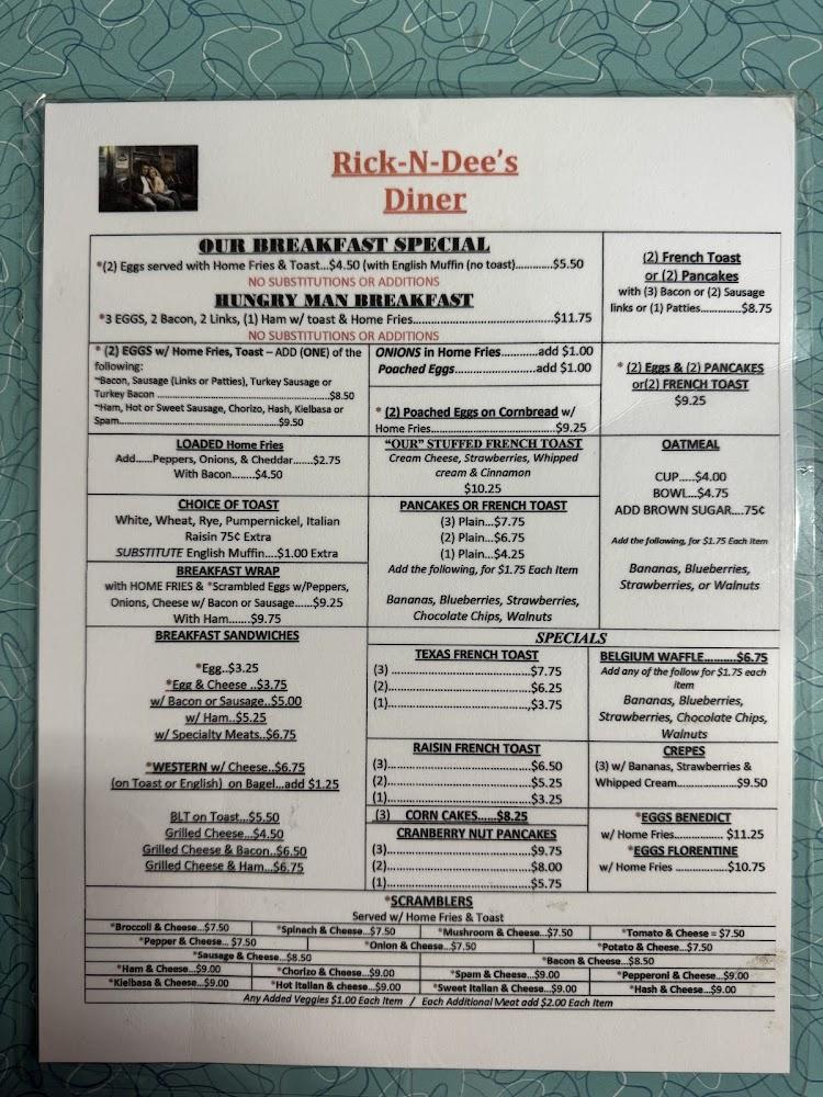 Rick & Dee's Menu image 1